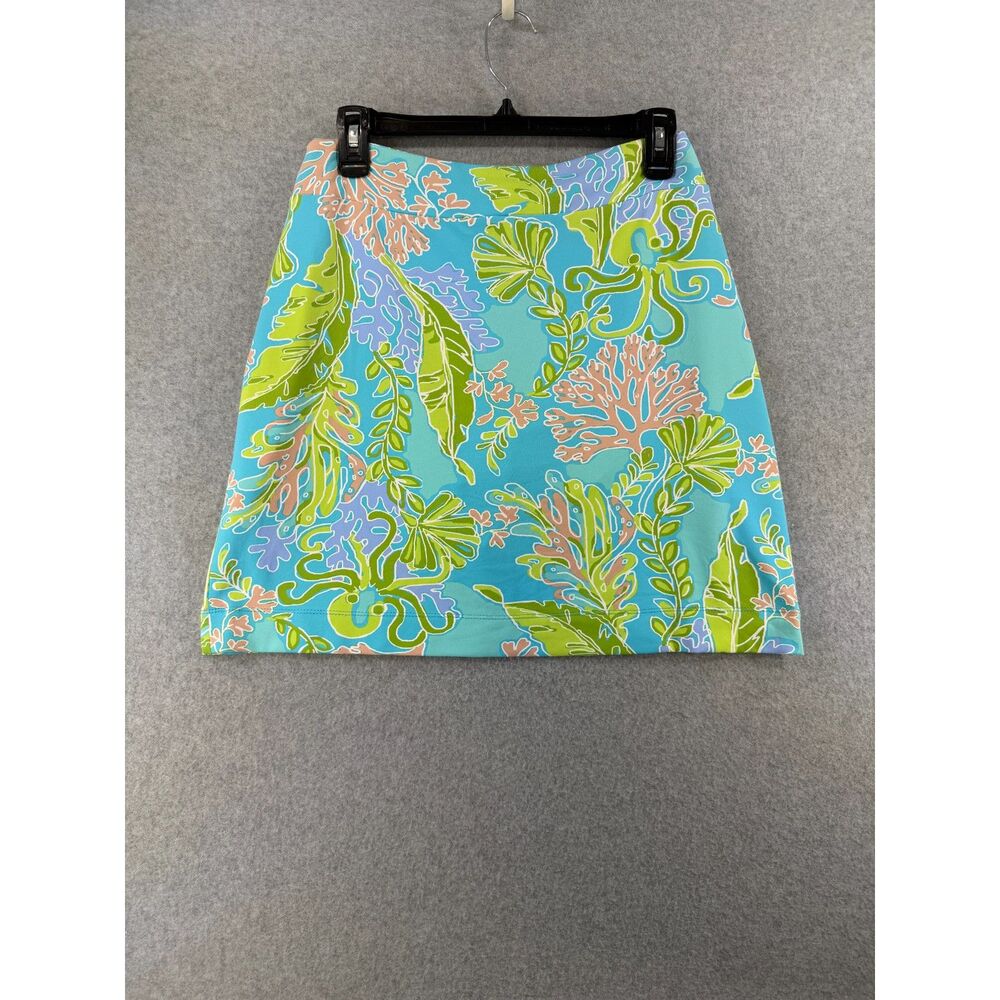 Sunsets & Sweet Tea Women’s 4 Tropical Floral Pull On Skirt Blue Green 3791